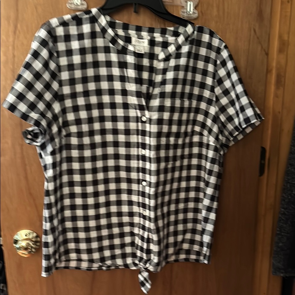 J. Crew Black and White Boxy Button Down Shirt